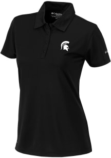 Womens Michigan State Spartans Black Columbia Heat Seal Birdie Polo Short Sleeve Polo Shirt