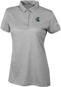 Womens Michigan State Spartans Grey Columbia Heat Seal Set II Short Sleeve Polo Shirt