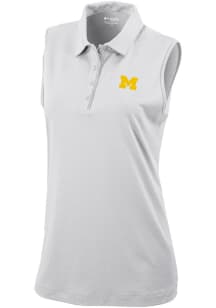 Womens Michigan Wolverines White Columbia Heat Seal Tend the Ball Tank Top