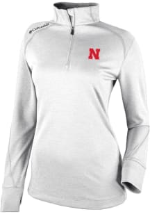 Womens Nebraska Cornhuskers White Columbia Heat Seal Omni Wick Shotgun 2.0 Qtr Zip