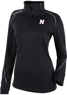 Womens Nebraska Cornhuskers Black Columbia Heat Seal Omni Wick Shotgun 2.0 Qtr Zip