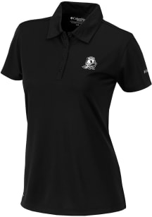 Womens Oregon Ducks Black Columbia Heat Seal Birdie Polo Short Sleeve Polo Shirt