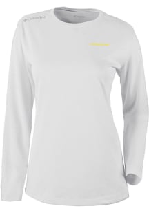 Womens Oregon Ducks White Columbia Heat Seal Omni Wick Shot Gun Long Sleeve T-Shirt