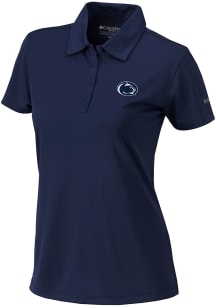 Womens Penn State Nittany Lions Navy Blue Columbia Heat Seal Birdie Polo Short Sleeve Polo Shirt