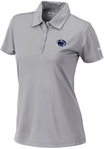 Womens Penn State Nittany Lions Grey Columbia Heat Seal Birdie Polo Short Sleeve Polo Shirt