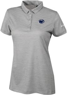 Womens Penn State Nittany Lions Grey Columbia Heat Seal Set II Short Sleeve Polo Shirt