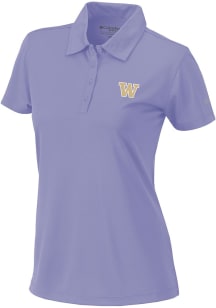 Womens Washington Huskies Lavender Columbia Heat Seal Birdie Polo Short Sleeve Polo Shirt