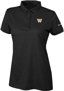 Womens Washington Huskies Black Columbia Heat Seal Set II Short Sleeve Polo Shirt