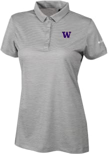 Womens Washington Huskies Grey Columbia Heat Seal Set II Short Sleeve Polo Shirt