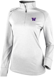 Womens Washington Huskies White Columbia Heat Seal Omni Wick Shotgun 2.0 Qtr Zip