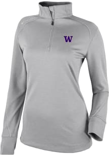 Womens Washington Huskies Grey Columbia Heat Seal Omni Wick Shotgun 2.0 Qtr Zip