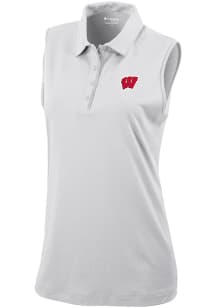 Womens Wisconsin Badgers White Columbia Heat Seal Tend the Ball Tank Top