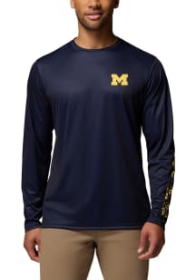 Mens Michigan Wolverines Blue Columbia PHG Terminal Flag Long Sleeve T-Shirt