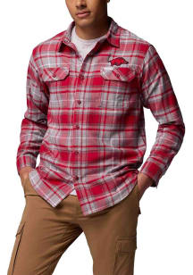 Columbia Arkansas Razorbacks Mens Cardinal Plaid Flare Gun Long Sleeve Dress Shirt
