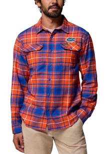 Columbia Florida Gators Mens Orange Plaid Flare Gun Long Sleeve Dress Shirt