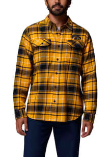 Mens Iowa Hawkeyes Gold Columbia Plaid Flare Gun Long Sleeve Dress Shirt