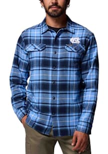 Columbia North Carolina Tar Heels Mens Light Blue Plaid Flare Gun Long Sleeve Dress Shirt