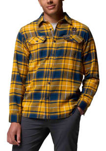 Columbia Notre Dame Fighting Irish Mens Gold Plaid Flare Gun Long Sleeve Dress Shirt