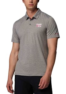 Columbia Oklahoma Sooners Mens Grey Vintage Tech Trail Short Sleeve Polo