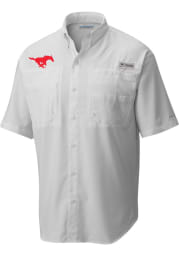 Columbia SMU Mustangs Mens White Tamiami Short Sleeve Dress Shirt