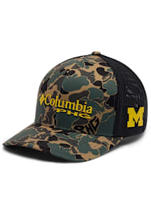Columbia Michigan Wolverines Mens Brown PHG Camo Ball Cap Flex Flex Hat