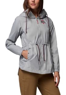 Womens Ohio State Buckeyes Grey Columbia Lily Park Light Weight Jacket