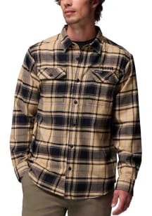 Mens Purdue Boilermakers Tan Columbia Plaid Flare Gun Long Sleeve Dress Shirt