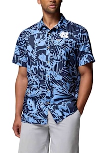 Columbia North Carolina Tar Heels Mens Light Blue Super Slack Short Sleeve Dress Shirt