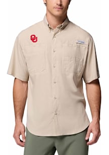 Columbia Oklahoma Sooners Mens Tan Tamiami SS Short Sleeve Dress Shirt