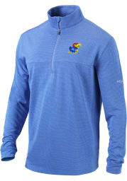 Columbia Kansas Jayhawks Mens Blue Omni-Wick Soar Long Sleeve 1/4 Zip Pullover