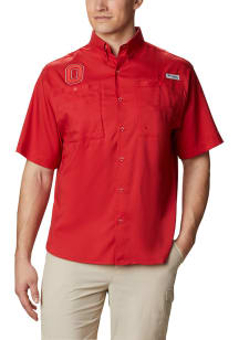 Columbia Ohio State Buckeyes Mens Red Tamiami Short Sleeve Dress Shirt