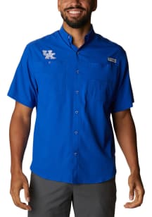 Columbia Kentucky Wildcats Mens Blue Tamiami Short Sleeve Dress Shirt