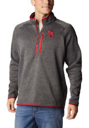 Columbia Oklahoma Sooners Mens Grey Canyon Point Sweater Fleece Long Sleeve 1/4 Zip Pullover