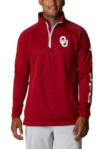 Columbia Oklahoma Sooners Mens Crimson Terminal Tackle Fleece Long Sleeve 1/4 Zip Pullover