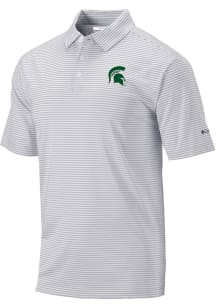 Mens Michigan State Spartans Grey Columbia Invite Short Sleeve Polo Shirt