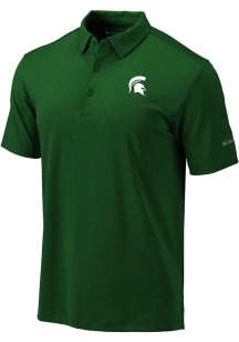 Mens Michigan State Spartans Green Columbia Drive Short Sleeve Polo Shirt