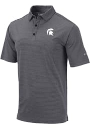 Columbia Michigan State Spartans Mens Black Heather Sunday Short Sleeve Polo