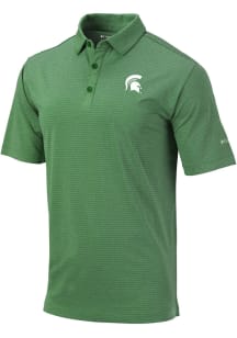 Mens Michigan State Spartans Green Columbia Heather Sunday Short Sleeve Polo Shirt