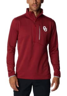 Columbia Oklahoma Sooners Mens Crimson Park View Fleece Long Sleeve 1/4 Zip Pullover