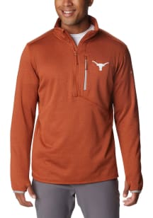 Columbia Texas Longhorns Mens Burnt Orange Park View Fleece Long Sleeve 1/4 Zip Pullover