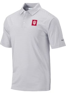 Mens Indiana Hoosiers Grey Columbia Club Invite Short Sleeve Polo Shirt