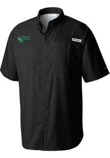 Columbia North Texas Mean Green Mens Black Tamiami Short Sleeve Dress Shirt