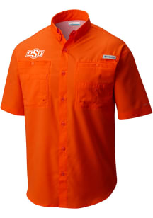 Columbia Oklahoma State Cowboys Mens Orange Tamiami Short Sleeve Dress Shirt