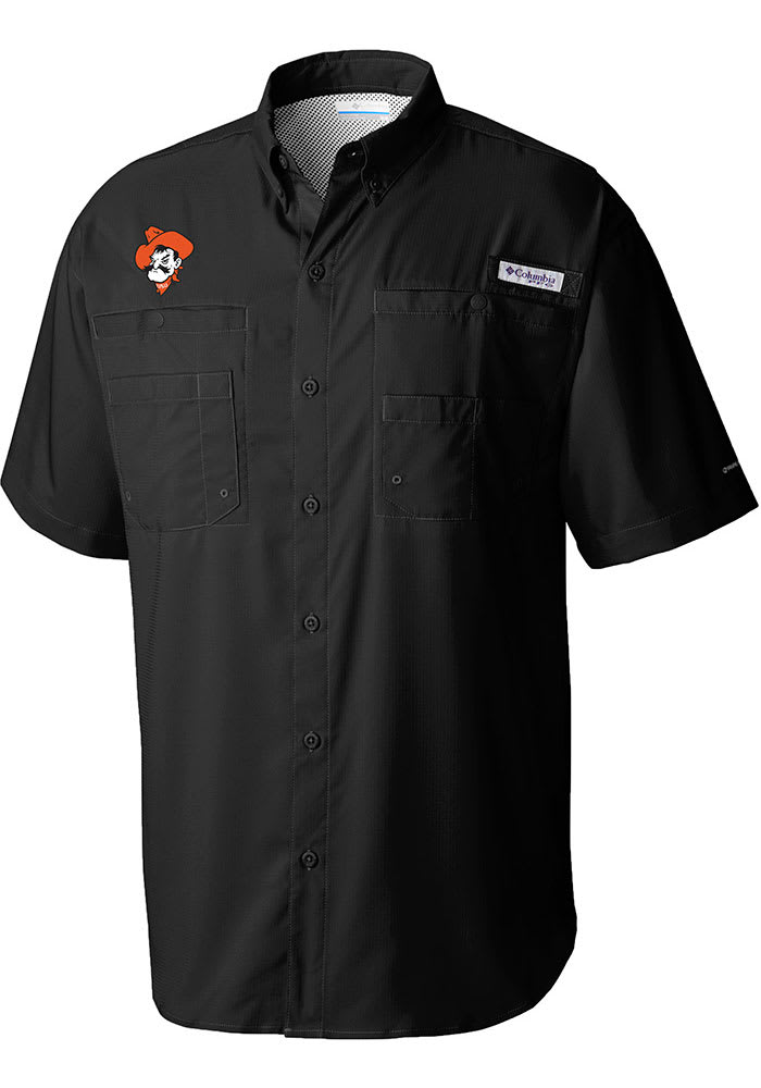 Columbia Oklahoma State Cowboys Mens White Tamiami Short Sleeve Dress Shirt