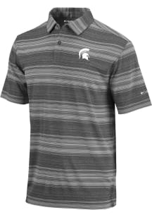 Mens Michigan State Spartans Charcoal Columbia Slide Short Sleeve Polo Shirt