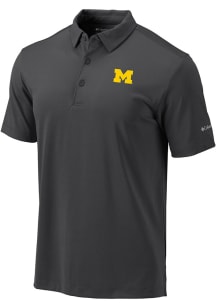 Mens Michigan Wolverines Charcoal Columbia Drive Short Sleeve Polo Shirt