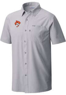 Columbia Oklahoma State Cowboys Mens Grey Slack Tide Short Sleeve Dress Shirt