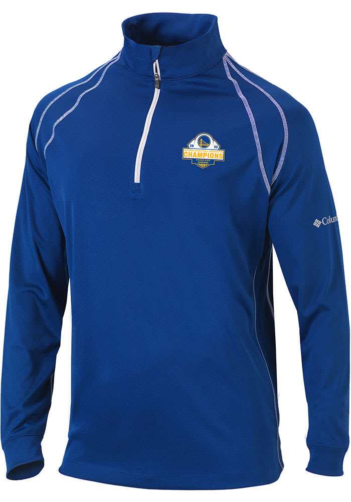 Columbia Golden State Warriors Mens Blue 2022 NBA Champions Omni Heat Range Session Pullover Jackets