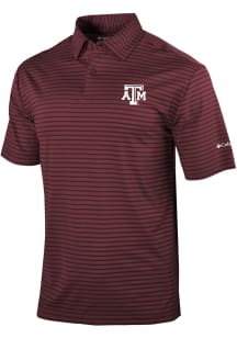 Columbia Texas A&amp;M Aggies Mens Maroon Smooth Role Short Sleeve Polo