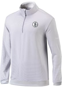 Columbia Brooklyn Nets Mens Grey City Edition Heat Seal Omni-Wick Even Lie Long Sleeve Qtr Zip Pul..